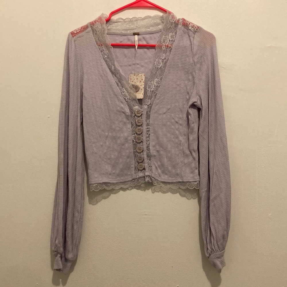 NWT Free People Barley Violet Lace Crop Top SZ S